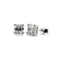 Solitaire Asscher CZ Stud Earrings in Sterling Silver, 4mm