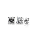 Solitaire Asscher CZ Stud Earrings in Sterling Silver, 6mm