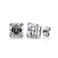 Solitaire Asscher CZ Stud Earrings in Sterling Silver