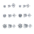 Solitaire CZ Stud Earrings in Sterling Silver