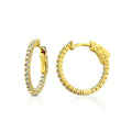 CZ Medium Inside-Out Hoop Earrings in Sterling Silver 0.75 inch, Yellow Gold Flashed