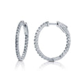 CZ Medium Inside-Out Hoop Earrings in Sterling Silver 1 inch, Rhodium Plated