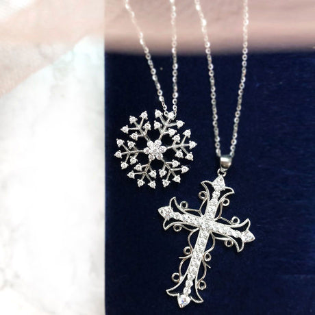 Cross Pendant Necklace, Snowflake Pendant Necklace