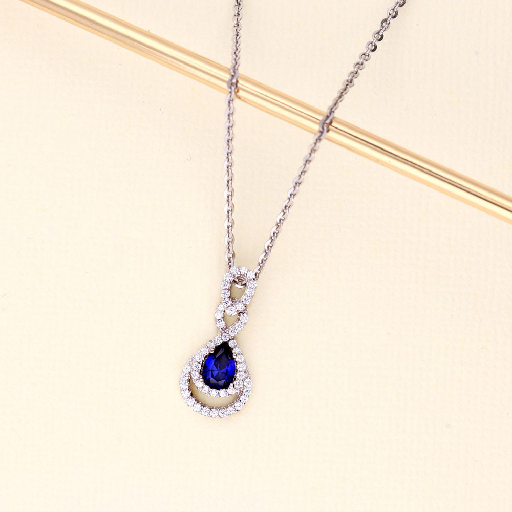 Blue Fire Opal outlet and Tazanite Teardrop star with CZ round shape gold plated sterling silver pendant necklace