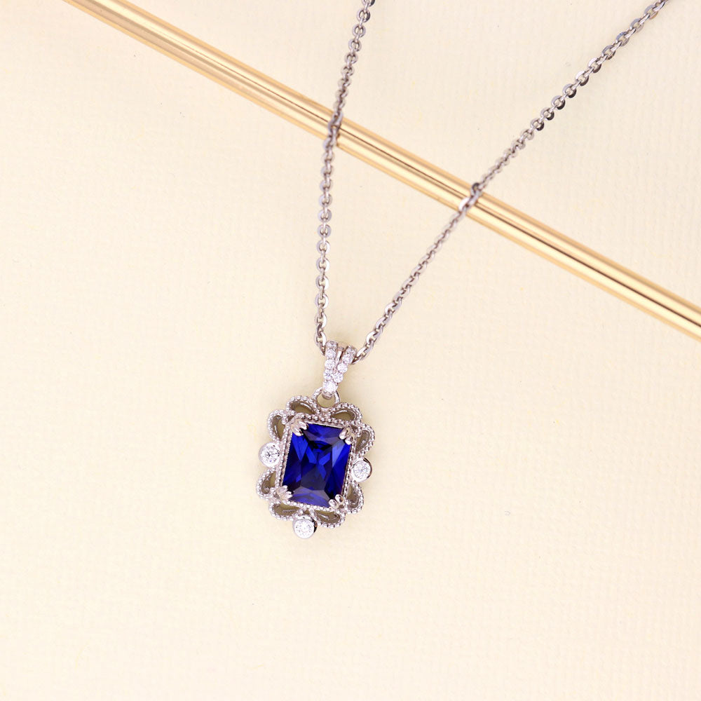 Vintage Sapphire Necklace shops & Earring Set in Sterling Silver