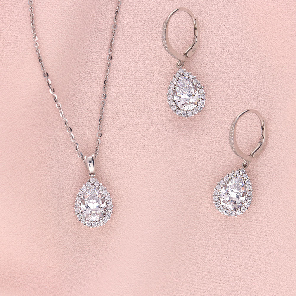 Sterling Silver Cz Necklace and outlet Earring Set