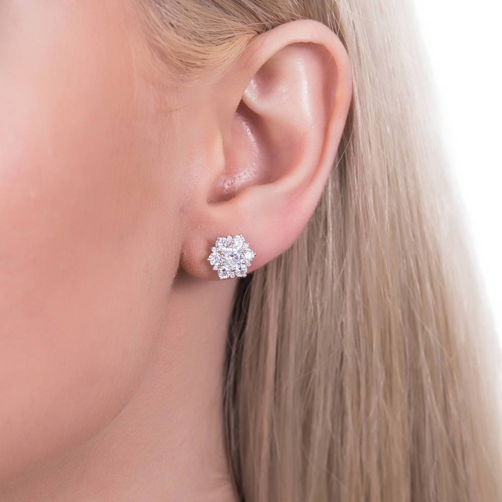 Cubic zirconia flower earrings shops