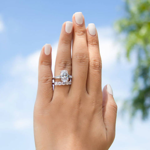 Image Contain: Model Wearing 3-Stone Ring, 5-Stone Ring