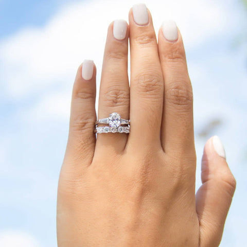 Image Contain: Model Wearing 3-Stone Ring, 5-Stone Ring