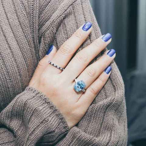 Image Contain: Model Wearing 3-Stone Ring, Eternity Ring