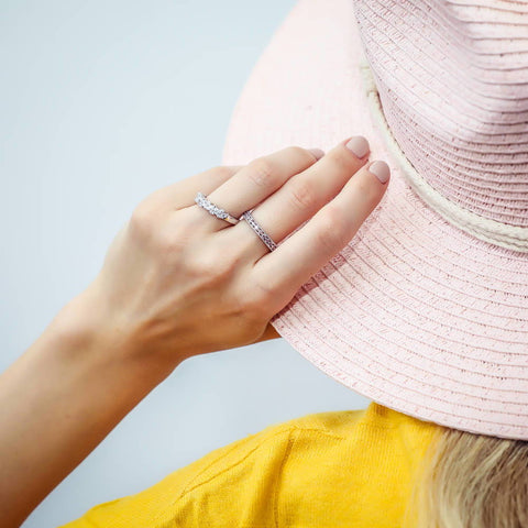 Image Contain: Model Wearing Cluster Band, Eternity Ring