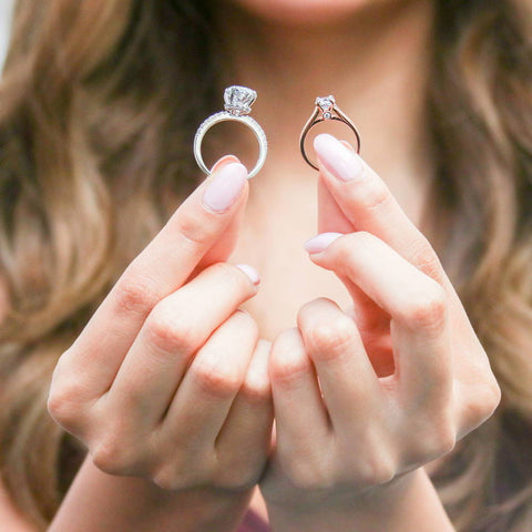 Image Contain: Model Wearing Ring, Solitaire with Side Stones Ring