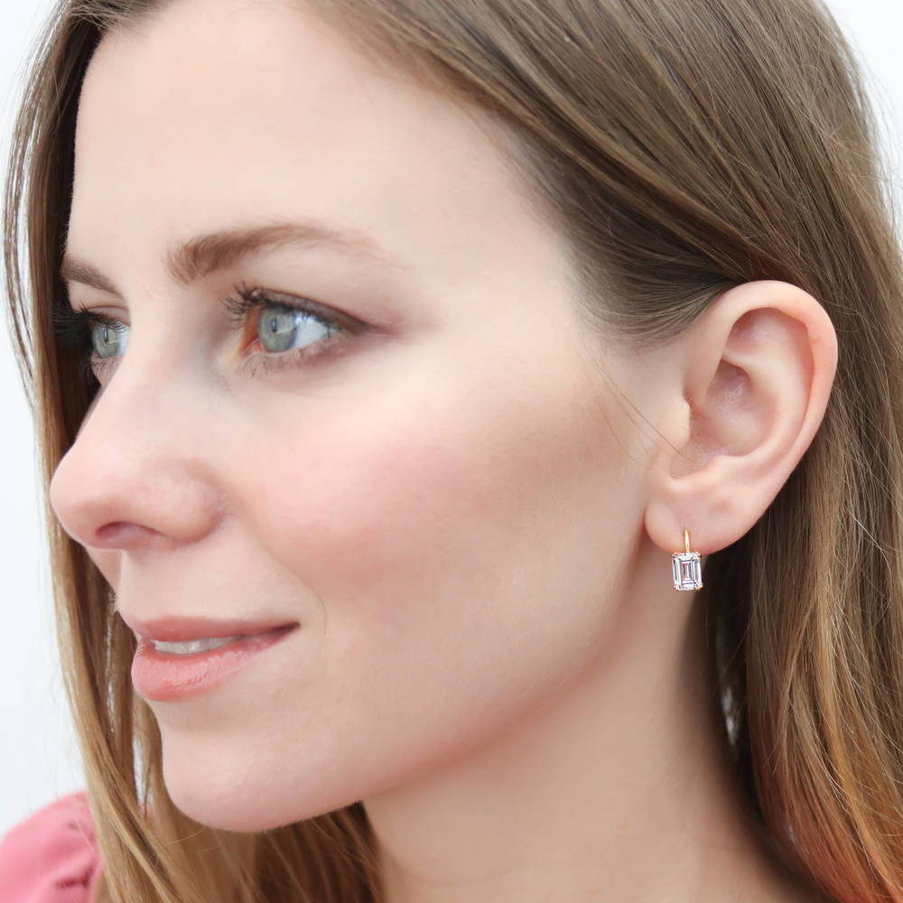 Sterling Silver Cubic Zirconia Leverback Earrings: Fashion