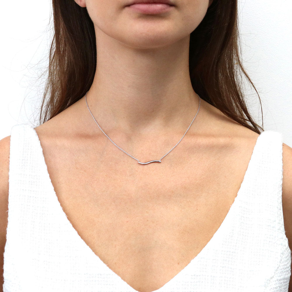 Wave Necklace in White Gold by Liven and Co | The Giving Tree Gallery