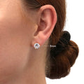 Model wearing Solitaire CZ Stud Earrings in Gold Flashed Sterling Silver, 8mm