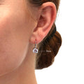 Model wearing Solitaire CZ Leverback Earrings in Sterling Silver, 5mm