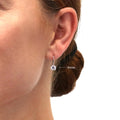 Model wearing Solitaire CZ Leverback Earrings in Sterling Silver, 5mm