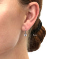 Model wearing Solitaire CZ Leverback Earrings in Sterling Silver, 5mm