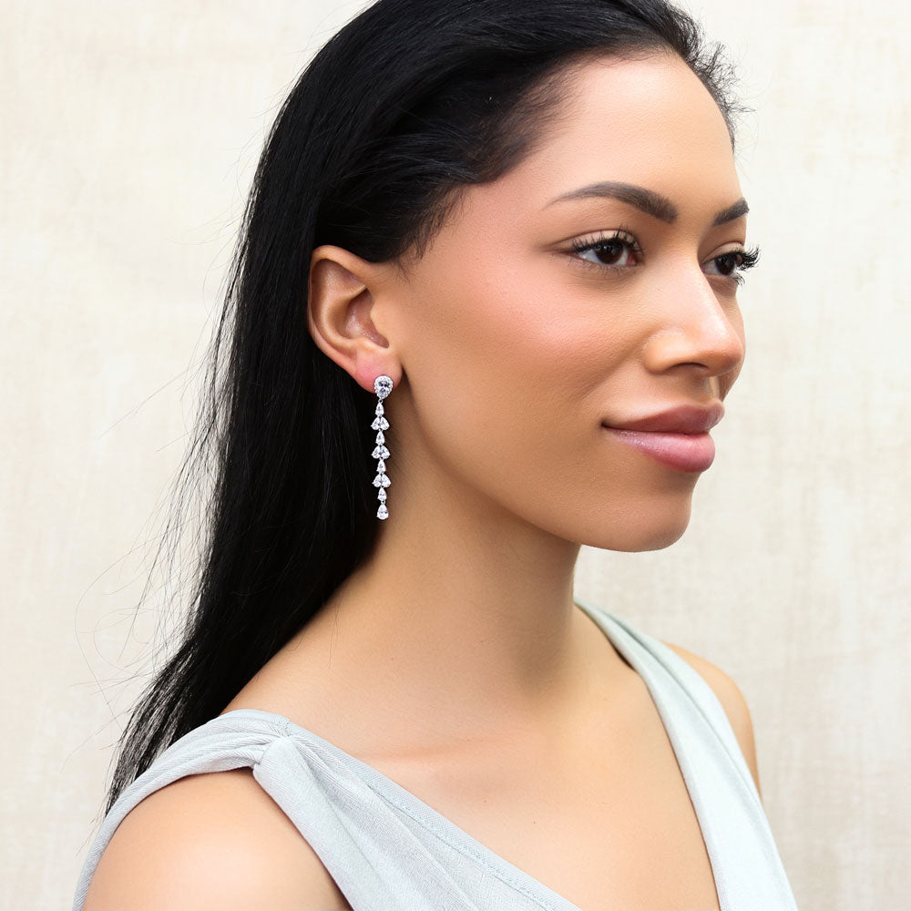 Teardrop Crystal Chandelier Earrings Womens Ocean Pink Big Drop Jewelr |  ProCuffs | www.procuffs.com