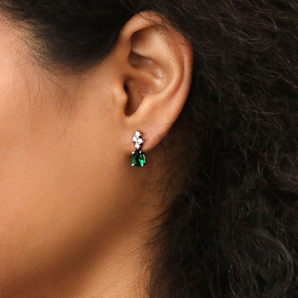 Simulated emerald earrings deals
