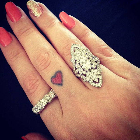 Image Contain: Model Wearing 3-Stone Ring, Art Deco Ring