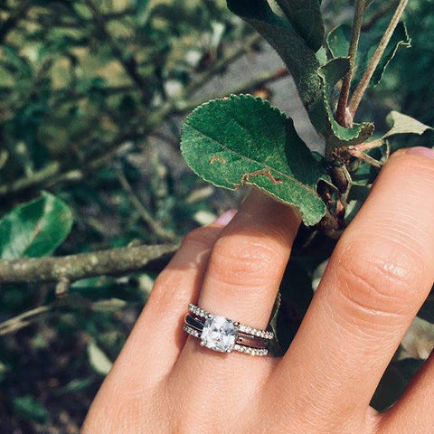 Image Contain: Model Wearing Half Eternity Ring, Solitaire Ring