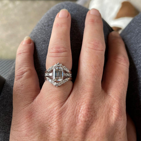 Image Contain: Model Wearing 7-Stone Curved Band, Art Deco Ring