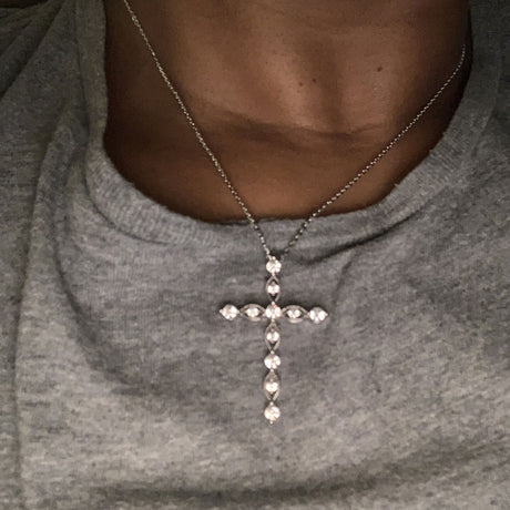 Model Wearing Cross Pendant Necklace
