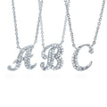 Initial Letter CZ Necklace in Sterling Silver