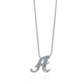 Initial Letter CZ Necklace in Sterling Silver, A