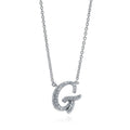 Initial Letter CZ Necklace in Sterling Silver, G