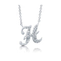 Initial Letter CZ Necklace in Sterling Silver, H