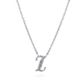 Initial Letter CZ Necklace in Sterling Silver, I