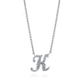 Initial Letter CZ Necklace in Sterling Silver, K