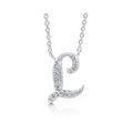 Initial Letter CZ Necklace in Sterling Silver, L