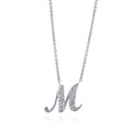 Initial Letter CZ Necklace in Sterling Silver, M