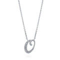 Initial Letter CZ Necklace in Sterling Silver, O