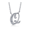 Initial Letter CZ Necklace in Sterling Silver, Q