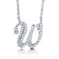 Initial Letter CZ Necklace in Sterling Silver, W