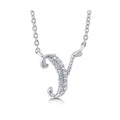 Initial Letter CZ Necklace in Sterling Silver, Y