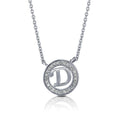 Initial Letter CZ Necklace in Sterling Silver, D