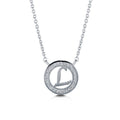 Initial Letter CZ Necklace in Sterling Silver, L