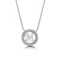 Initial Letter CZ Necklace in Sterling Silver, M