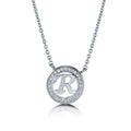 Initial Letter CZ Necklace in Sterling Silver, R