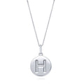 Initial Letter CZ Necklace in Sterling Silver, H