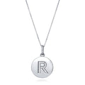 Initial Letter CZ Necklace in Sterling Silver, R