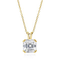 Solitaire Asscher CZ Necklace in Sterling Silver 3ct, Yellow Gold Flashed