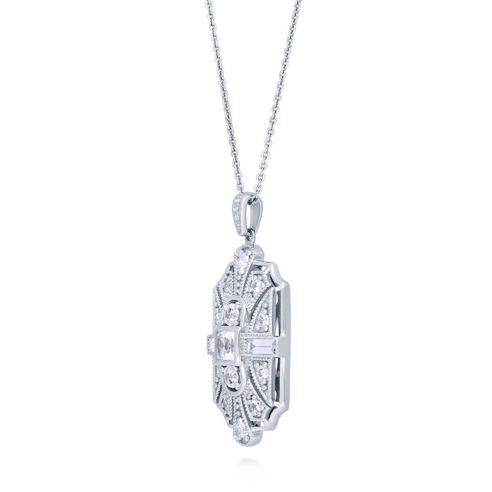 Charm in Sterling Silver with Clear Cubic selling Zirconia and Milgrain Details