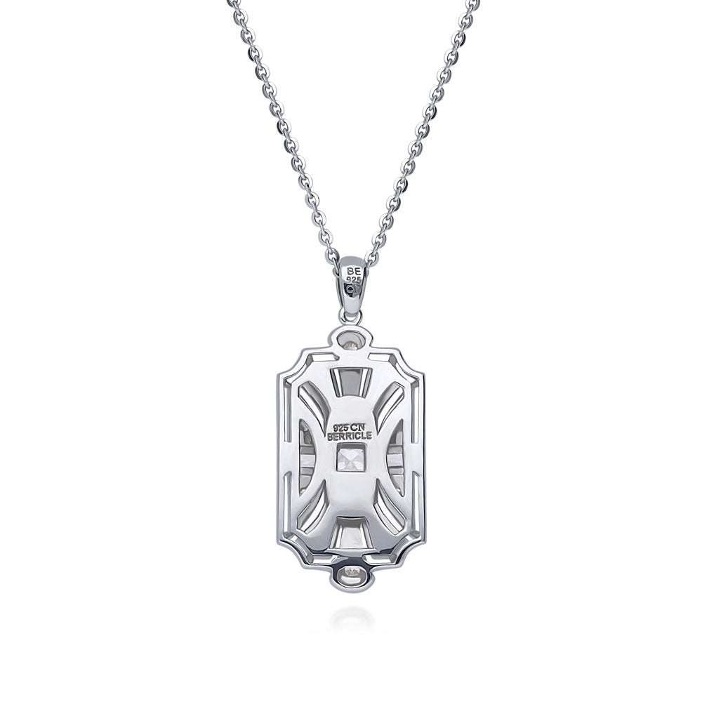 New online Art Deco CZ Crystal Pendant Silver Necklace