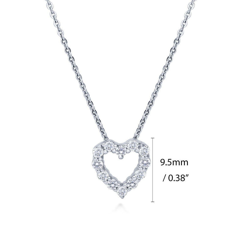 Sterling Silver Open Heart CZ Anniversary Pendant Necklace #N1220